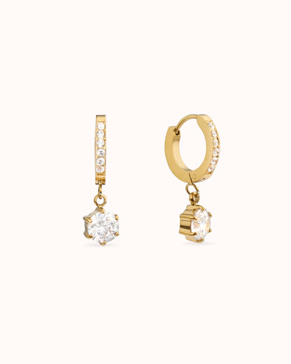 Waterproof Pavé Drop Earrings in Gold