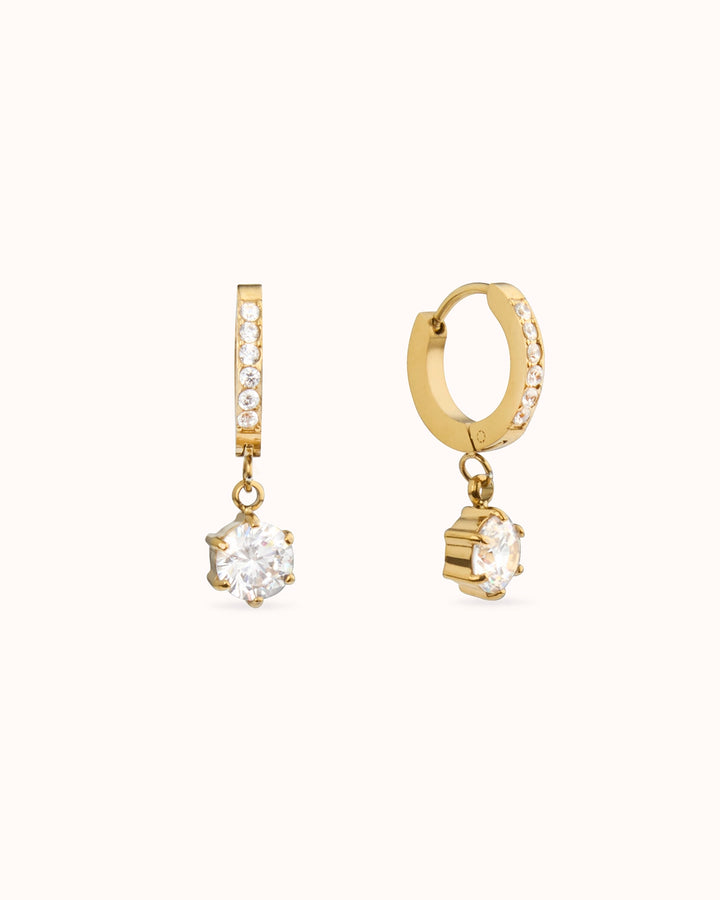 Waterproof Pavé Drop Earrings in Gold