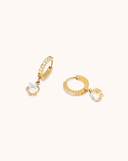 Waterproof Pavé Drop Earrings in Gold