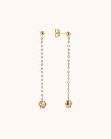 Waterproof Crystal Chain Drop Earrings in Gold