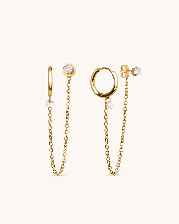 Waterproof Chain Earrings in Gold