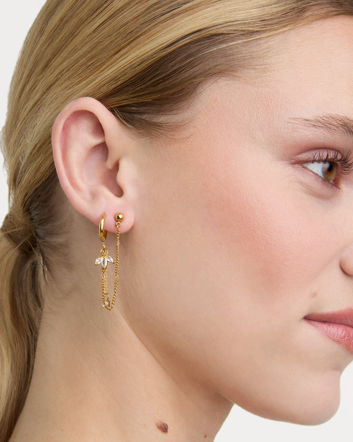 Waterproof Chain Charm Earrings in Gold