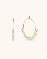 Waterproof Freshwater Pearl Hoops in Gold