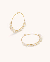 Waterproof Freshwater Pearl Hoops in Gold