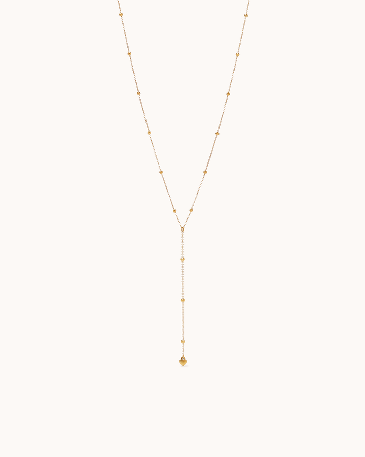 Heart Ball Chain Y-Necklace in Gold