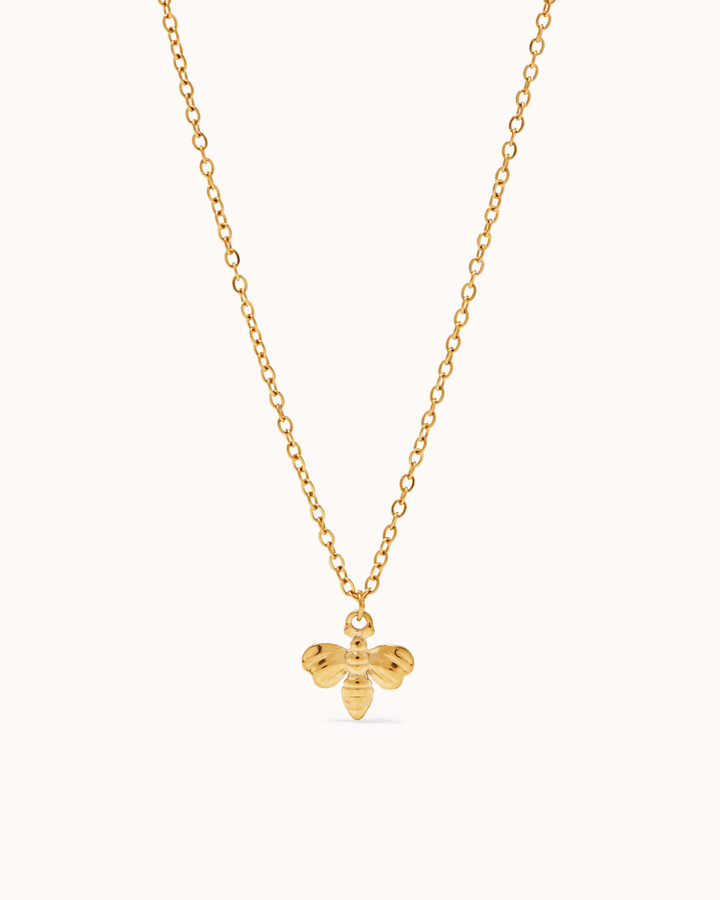 Waterproof Bee Pendant Necklace in Gold