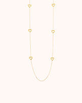 Long Heart Outline Necklace in Gold