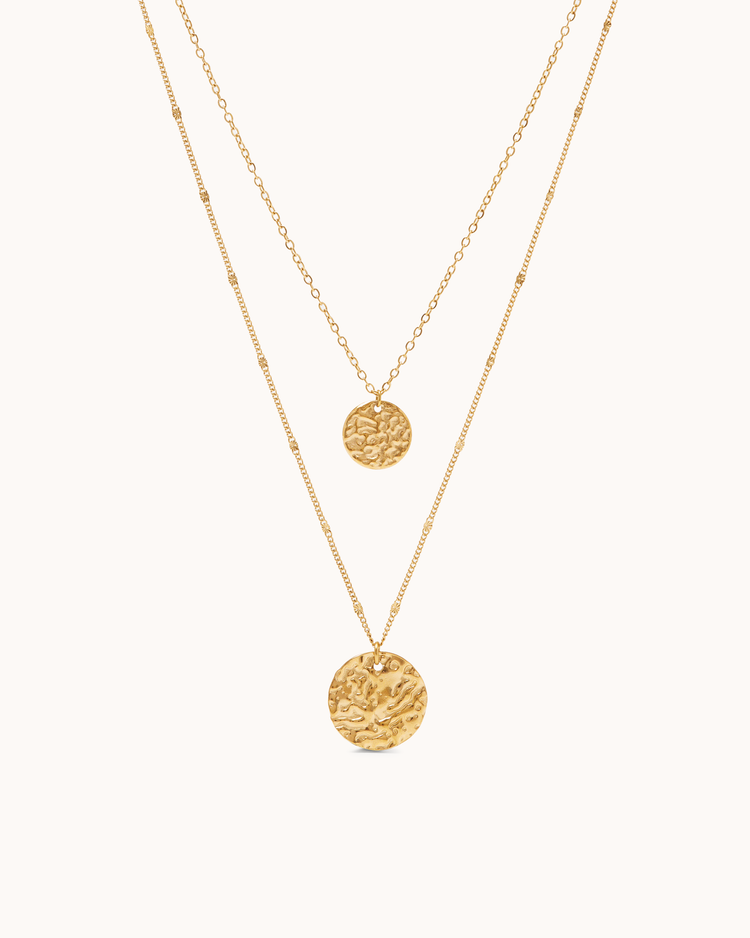 Waterproof Double Layer Molten Necklace, Gold PVD Stainless Steel