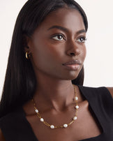 Freshwater Pearl Mixed Chain Necklace in Gold