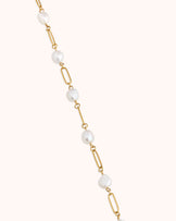 Freshwater Pearl Mixed Chain Necklace in Gold