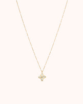 Waterproof Semi-Precious Cross Necklace in Gold