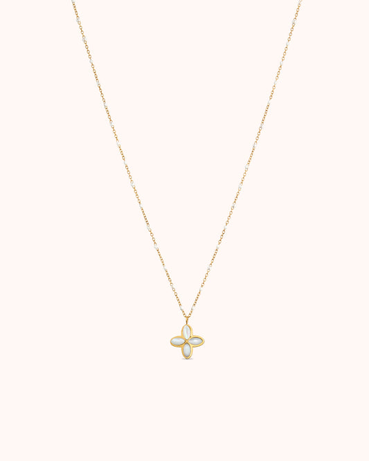 Waterproof Semi-Precious Cross Necklace in Gold