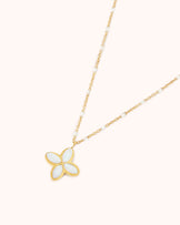Waterproof Semi-Precious Cross Necklace in Gold