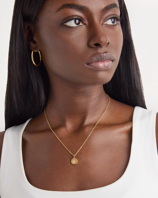 Cubic Zirconia Molten Coin Necklace in Gold