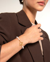 T-Bar Pearl Bracelet in Gold