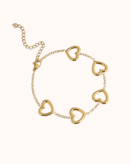 Waterproof Outline Heart Bracelet in Gold