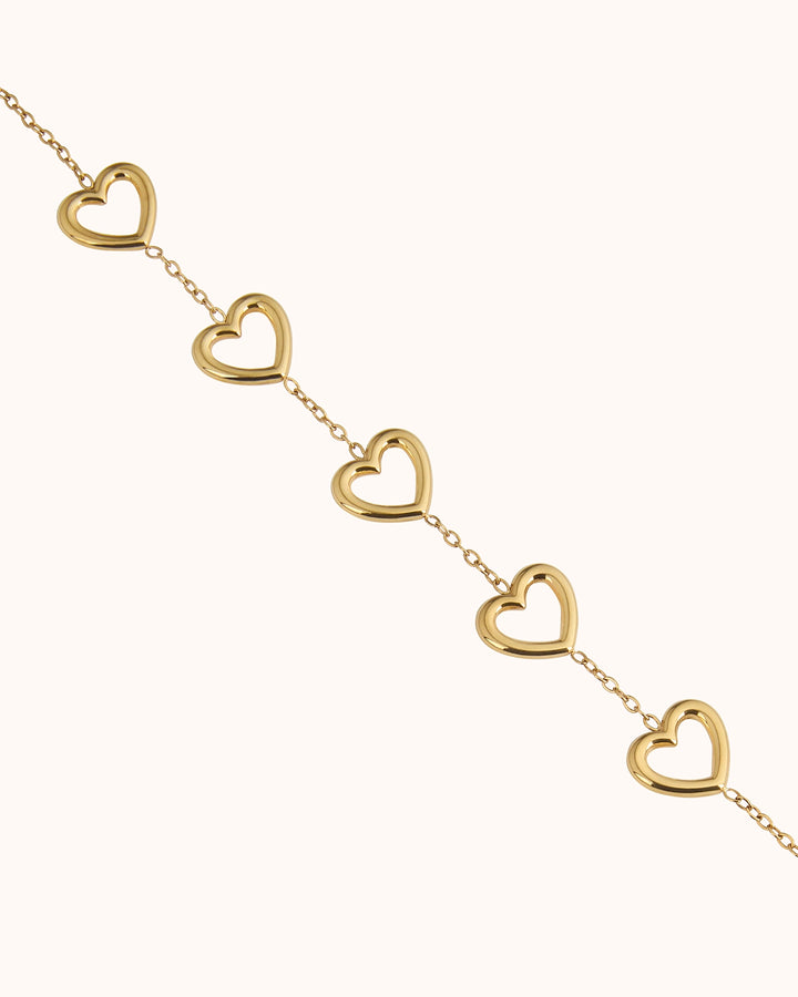 Waterproof Outline Heart Bracelet in Gold