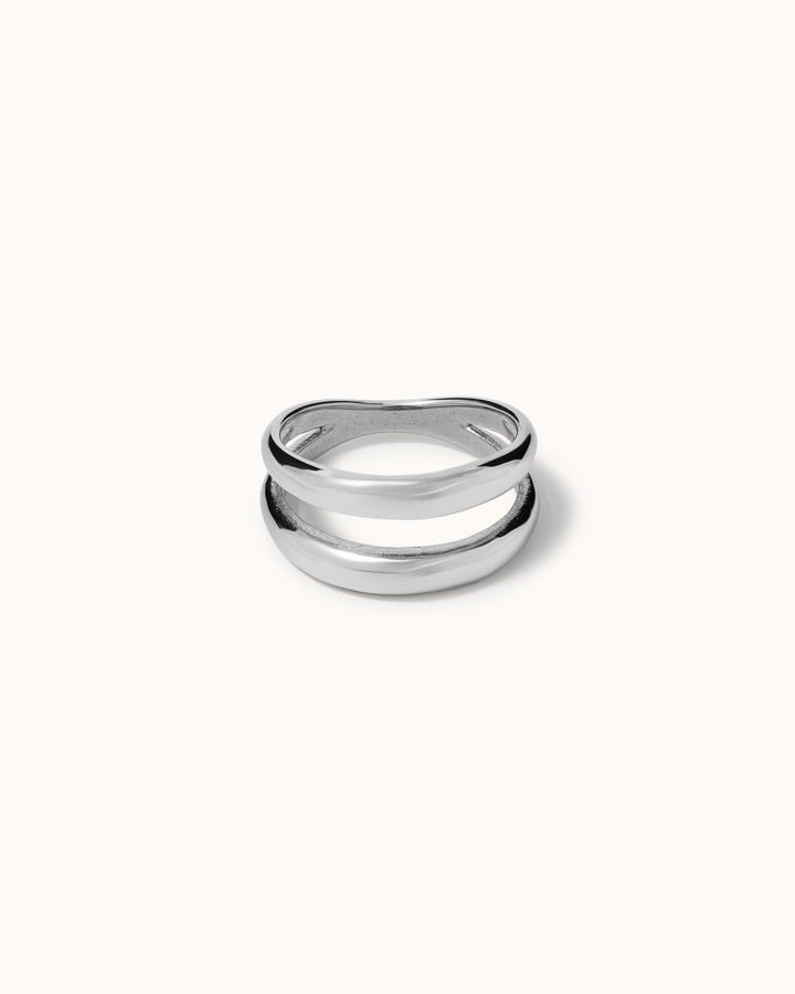 Chunky Double Stack Ring in Silver