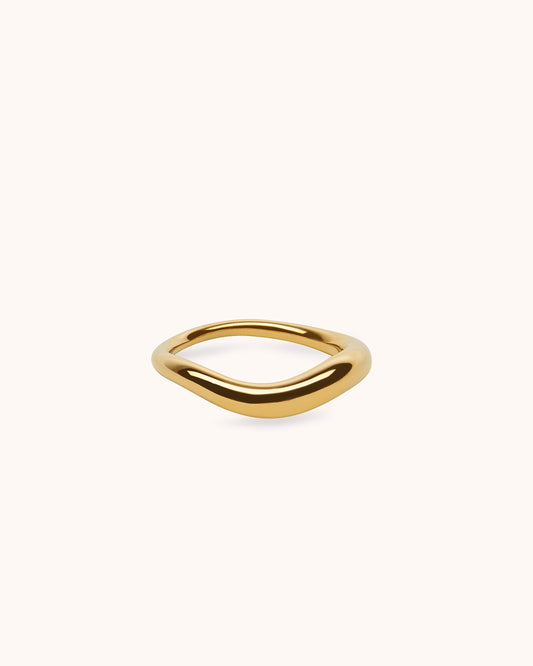 Waterproof Wavy Stacking Ring in Gold