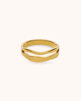 Waterproof Wavy Double Stack Ring in Gold