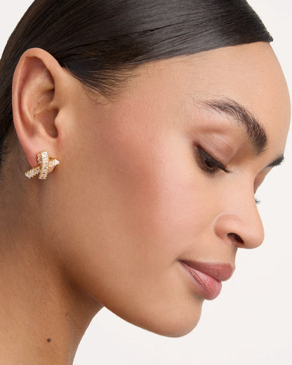 Crossover Stud Earrings in Gold
