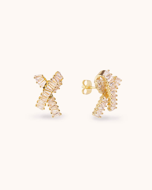 Crossover Stud Earrings in Gold