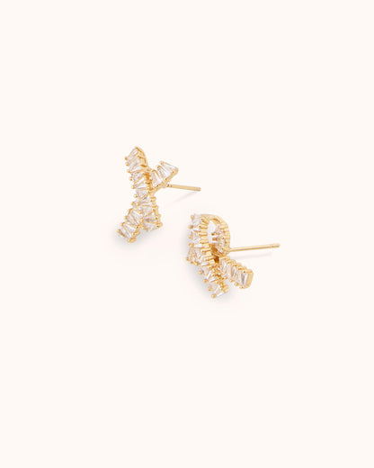 Crossover Stud Earrings in Gold