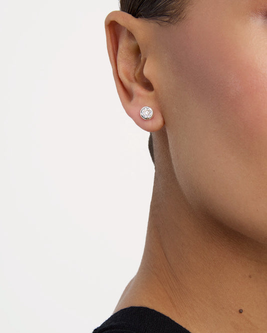 Solitaire Stud Earrings in Silver