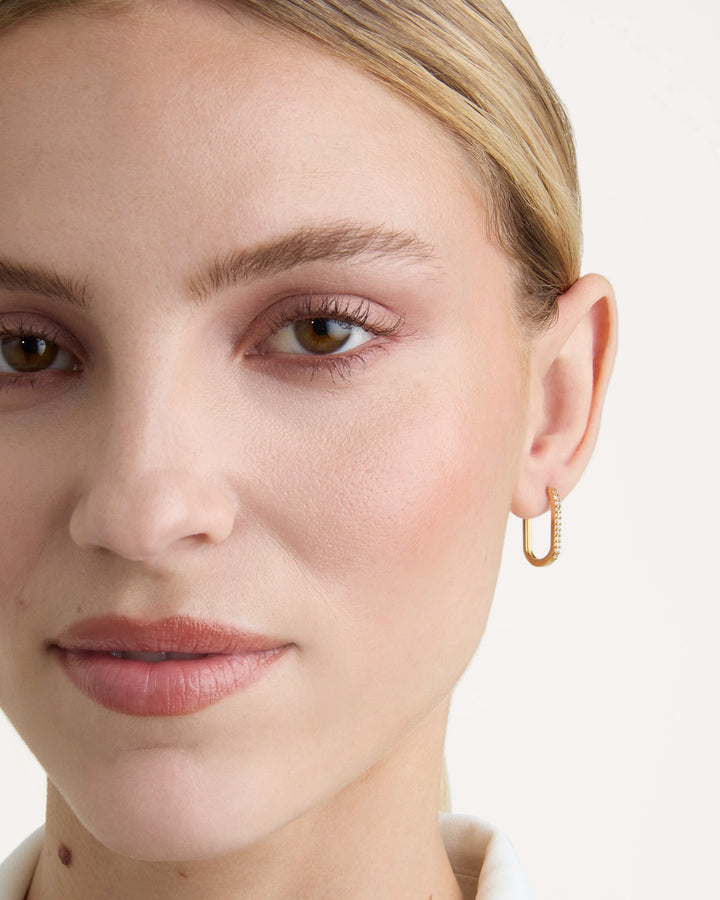 Oblong Hoop Earrings in Gold