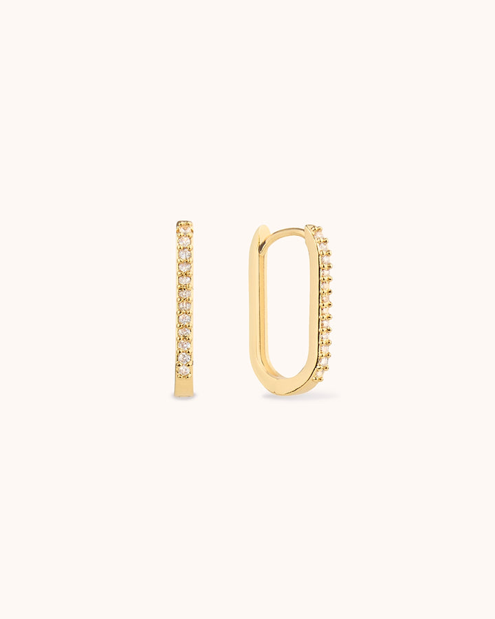 Oblong Hoop Earrings in Gold