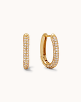 Oblong Cubic Zirconia Hoops in Gold