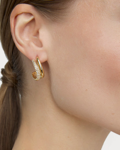 Cubic Zirconia Double Hoops in Gold