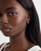 Oblong Hoop Earrings in Silver