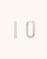 Oblong Hoop Earrings in Silver