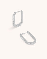 Oblong Hoop Earrings in Silver