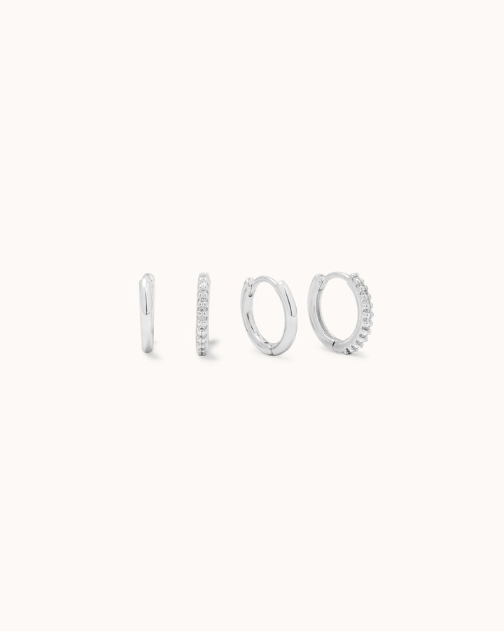 2-Pack Huggie Earrings in Silver