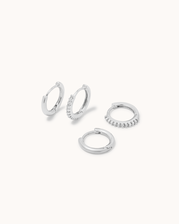 2-Pack Huggie Earrings in Silver
