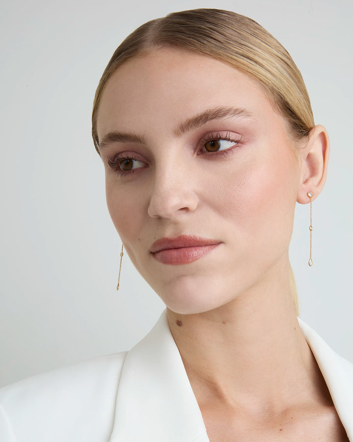 Multi Cubic Zirconia Drop Earrings in Gold