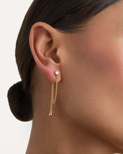 Chain Drop Stud Earrings in Gold