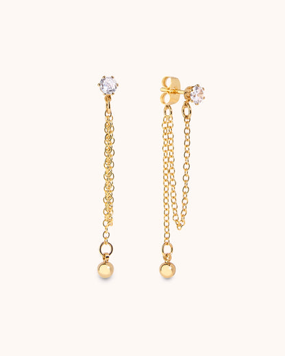 Chain Drop Stud Earrings in Gold