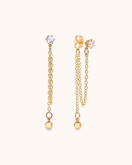 Chain Drop Stud Earrings in Gold