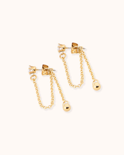 Chain Drop Stud Earrings in Gold