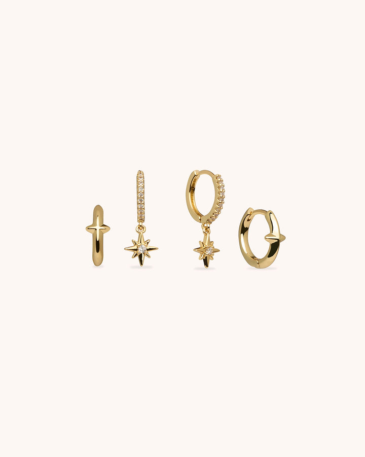 Star Hoop Earrings in Gold