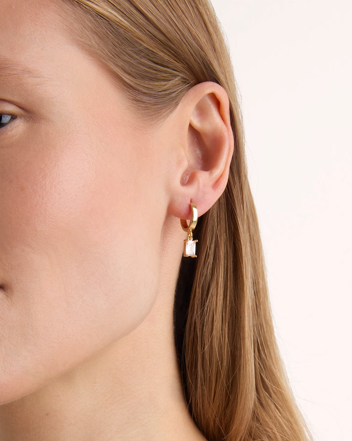 Charm Huggie Earrings in Gold