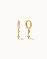 Star Drop Hoop Earrings in Gold