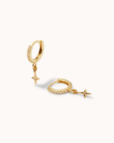 Star Drop Hoop Earrings in Gold