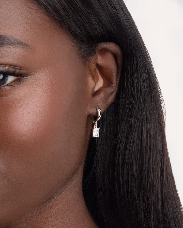 Charm Huggie Earrings in Silver