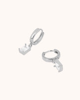 Charm Huggie Earrings in Silver