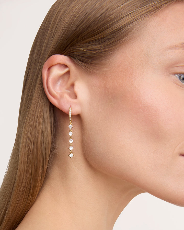 Drop Hoop Earrings in Gold