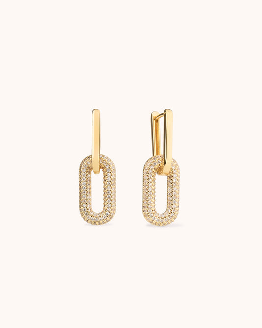 Oblong Link Stud Earrings in Gold